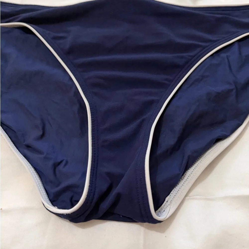 Tory Burch Dark Blue Bikini Bottom with White Trim